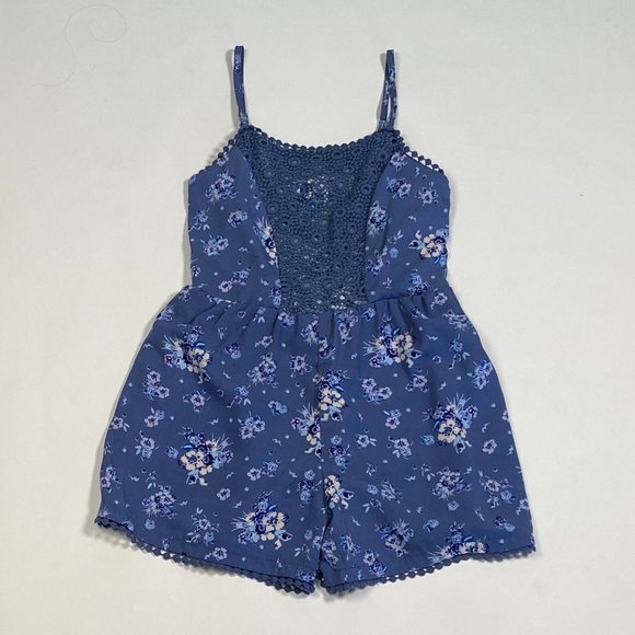 Girls floral romper with lace - Picture 1 of 3
